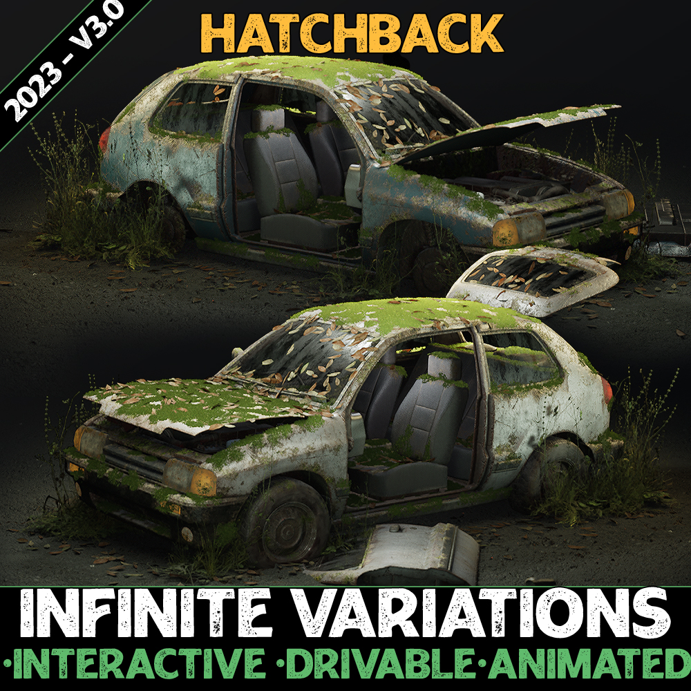 Procedural Vehicles - Hatchback - Game development asset