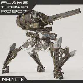 Flame Thrower Robot - Game development asset